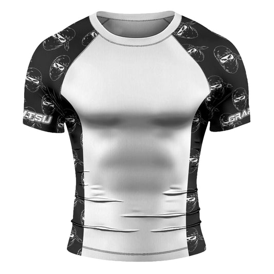 Rashninja Ninja Stealth Pattern White Men's Short Sleeve Rash Guard