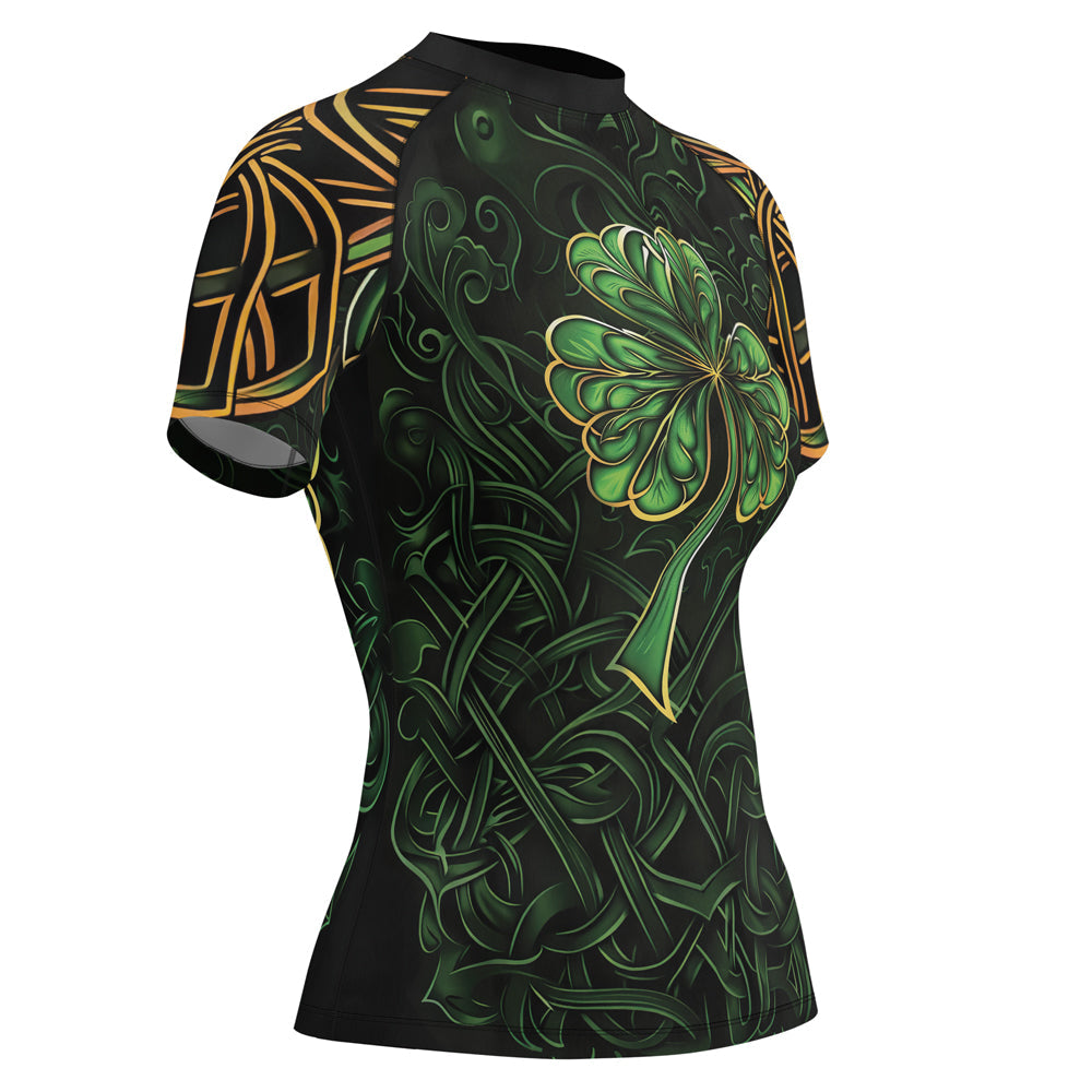 Rashninja Irish Celtic Clover Women's Short Sleeve Rash Guard – St. Patrick's Day Edition