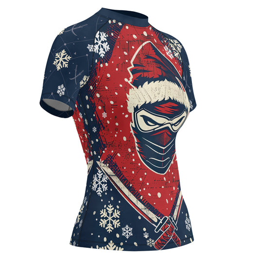 Rashninja Christmas Ninja Santa Women's Short Sleeve Rash Guard