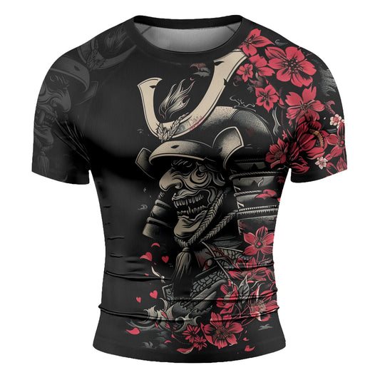 Rashninja Samurai Golden Mask Men's Short Sleeve Rash Guard