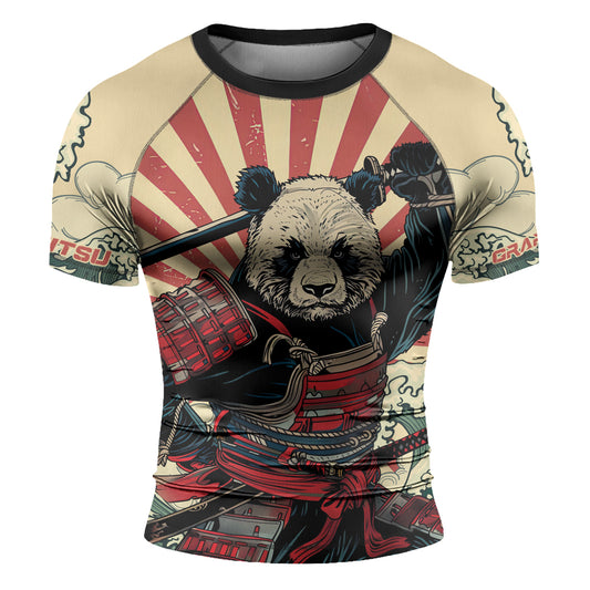 Rashninja Panda Samurai Circle Men's Short Sleeve Rash Guard