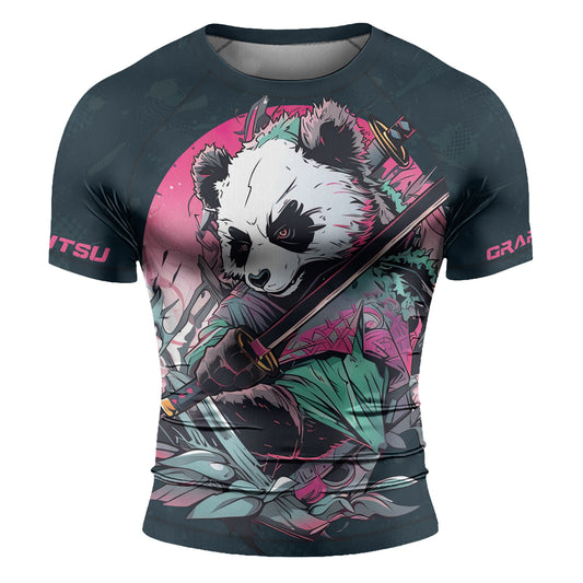 Rashninja Panda Samurai Crest Men's Short Sleeve Rash Guard