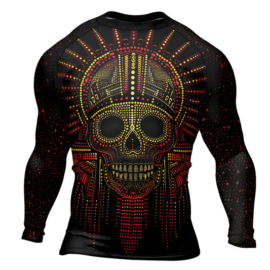 Rashninja Aztec Mask Rainbow Mandala Men's Long Sleeve Rash Guard