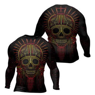 Rashninja Aztec Mask Rainbow Mandala Men's Long Sleeve Rash Guard
