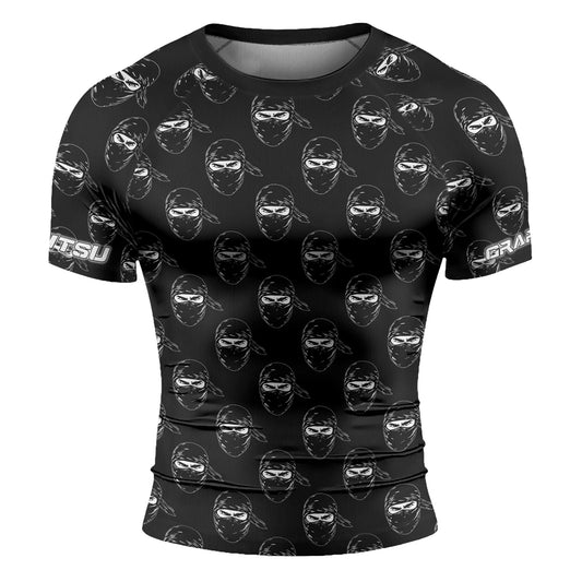 Rashninja Ninja Stealth Pattern Black Men's Short Sleeve Rash Guard