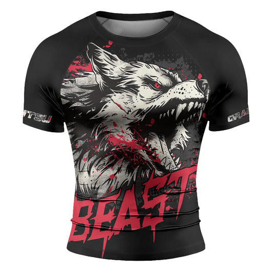 Rashninja Wolf Tribal Spirit Men's Short Sleeve Rash Guard

