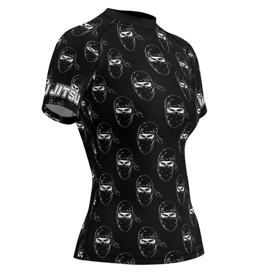 Rashninja Ninja Stealth Pattern Black Women's Short Sleeve Rash Guard