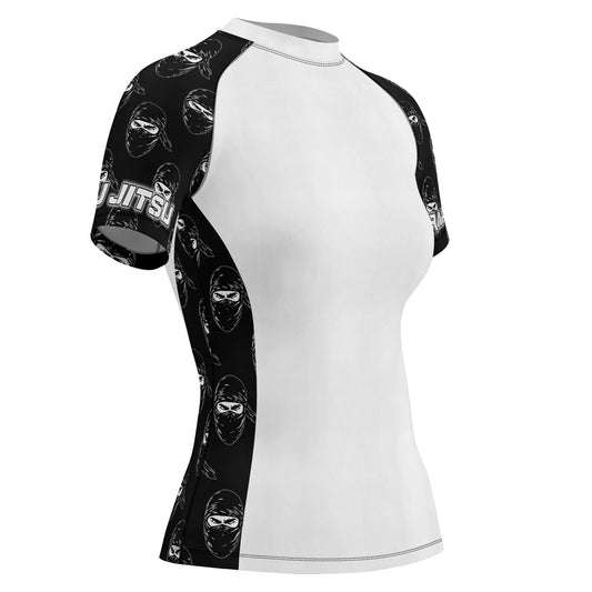 Rashninja Ninja Stealth Pattern White Women's Short Sleeve Rash Guard