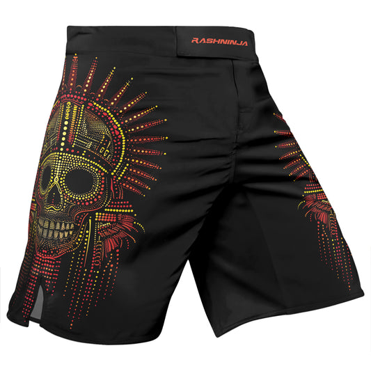 Rashninja Aztec Mask Rainbow Mandala Men's Fight Shorts