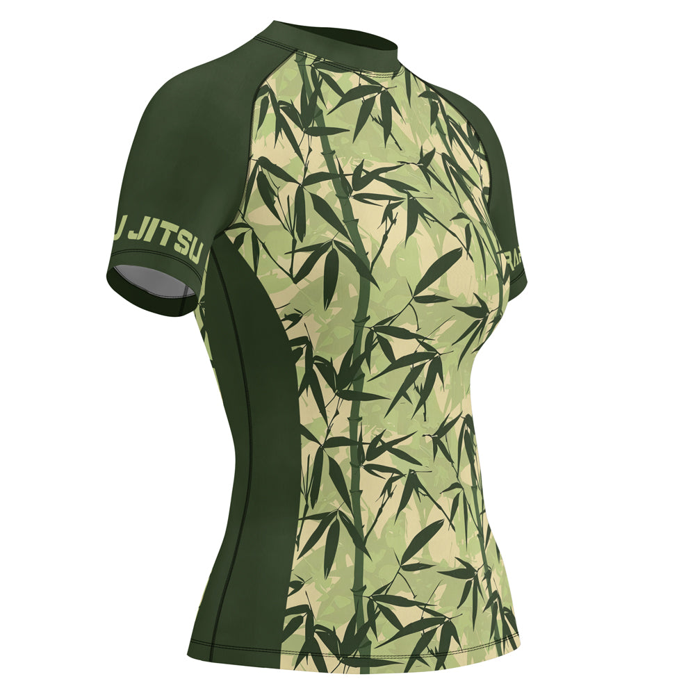 Bamboo Rash Guard Rashninja Camouflage Bamboo Leaf Blend Women's Short Sleeve Rash Guard