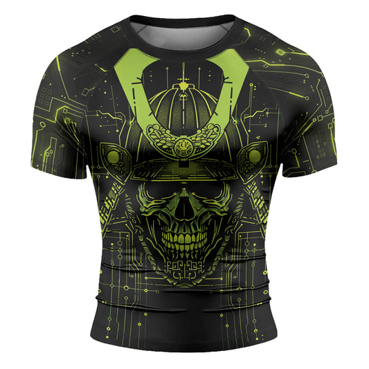 Rashninja Cyber Samurai Circuit Green Men's Short Sleeve Rash Guard

