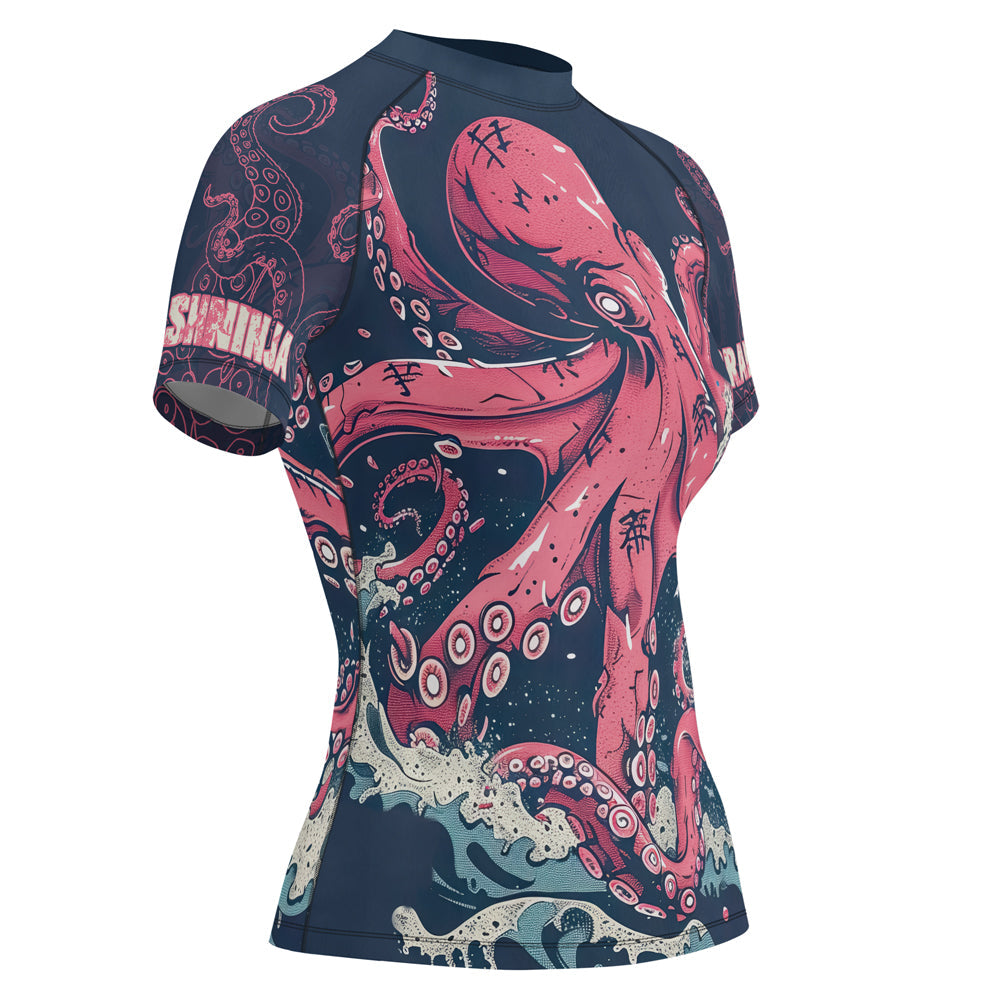 Rashninja Octopus Pink Kraken Women's Long Sleeve Rash Guard