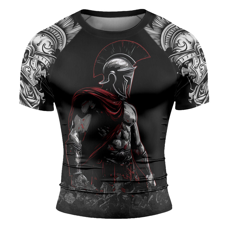 Rashninja Spartan Warrior Crest Men's Short Sleeve Rash Guard