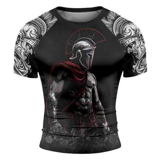 Rashninja Spartan Warrior Crest Men's Short Sleeve Rash Guard