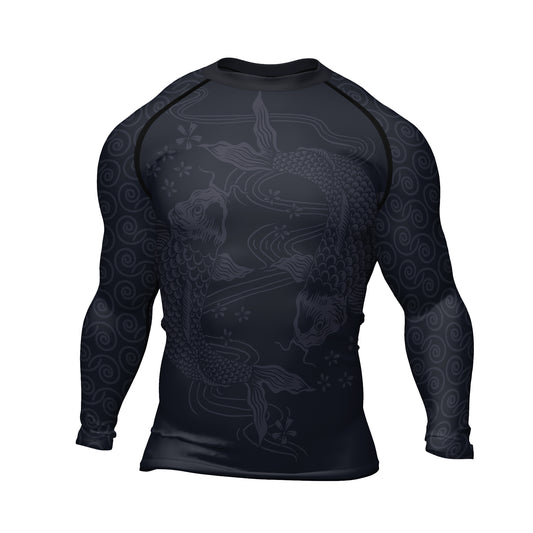 Rashninja Red And Blue Japanese Koi Men's Long Sleeve Rash Guard