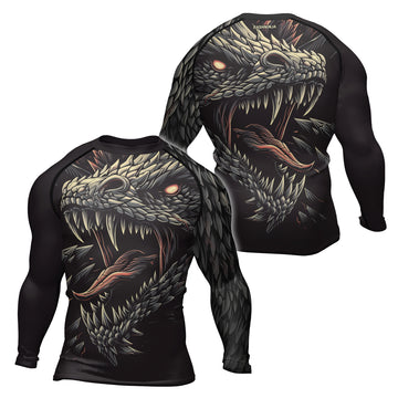 Rashninja Dragon Black White Men's Long Sleeve Rash Guard