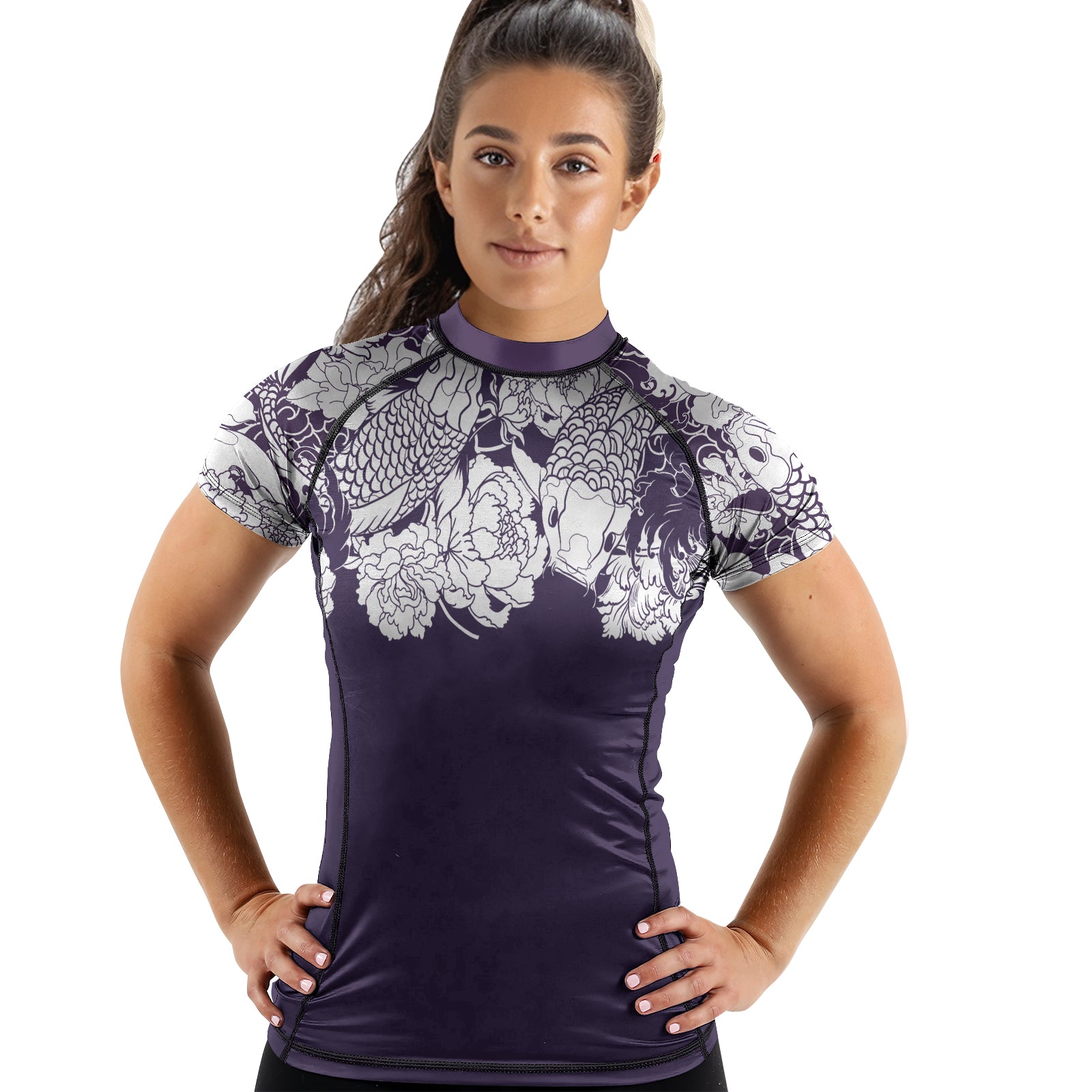 Rashninja Ranked Japanese Koi Fish Women's Short Sleeve Rash Guard