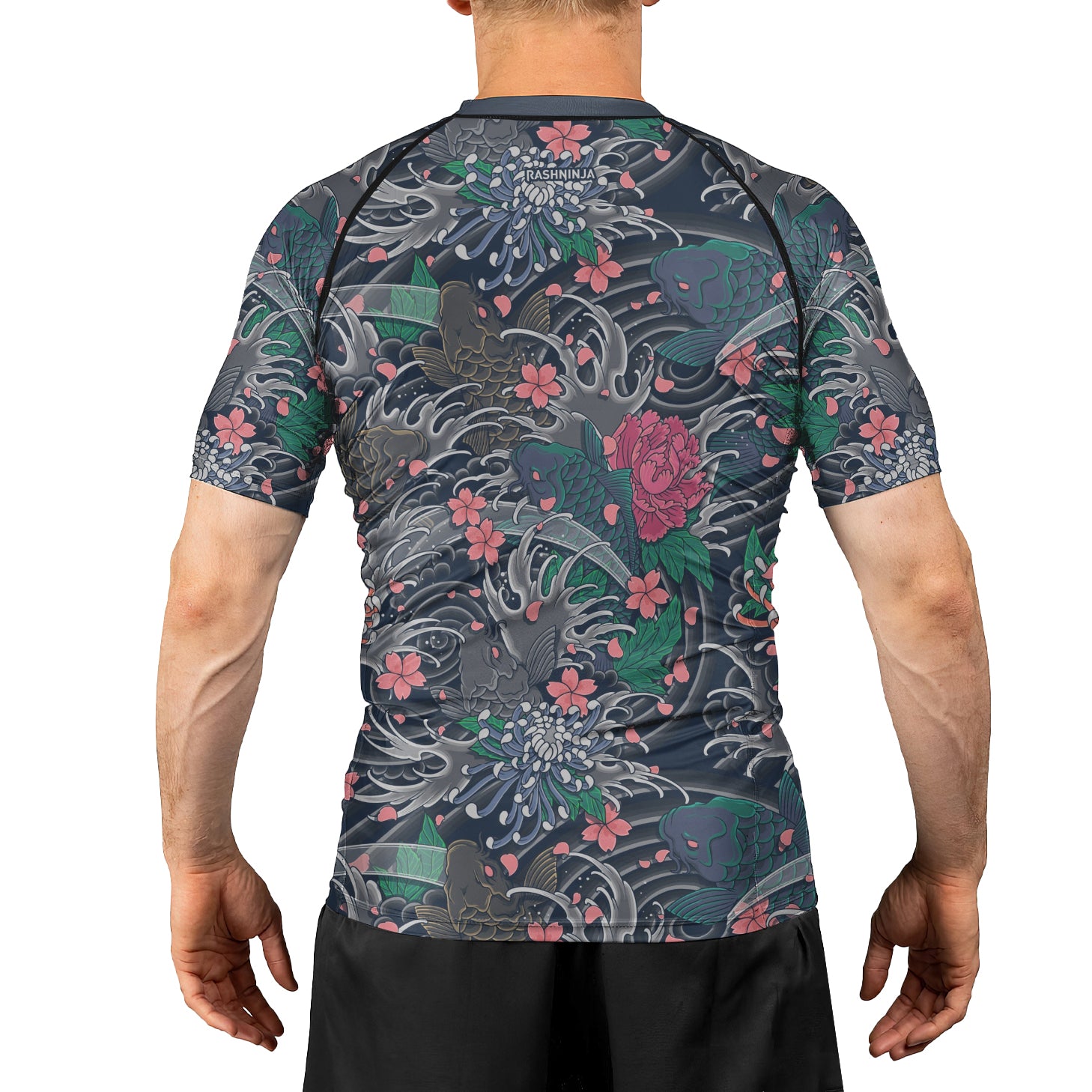 Rashninja Koi Blossom Waves Men's Short Sleeve Rash Guard