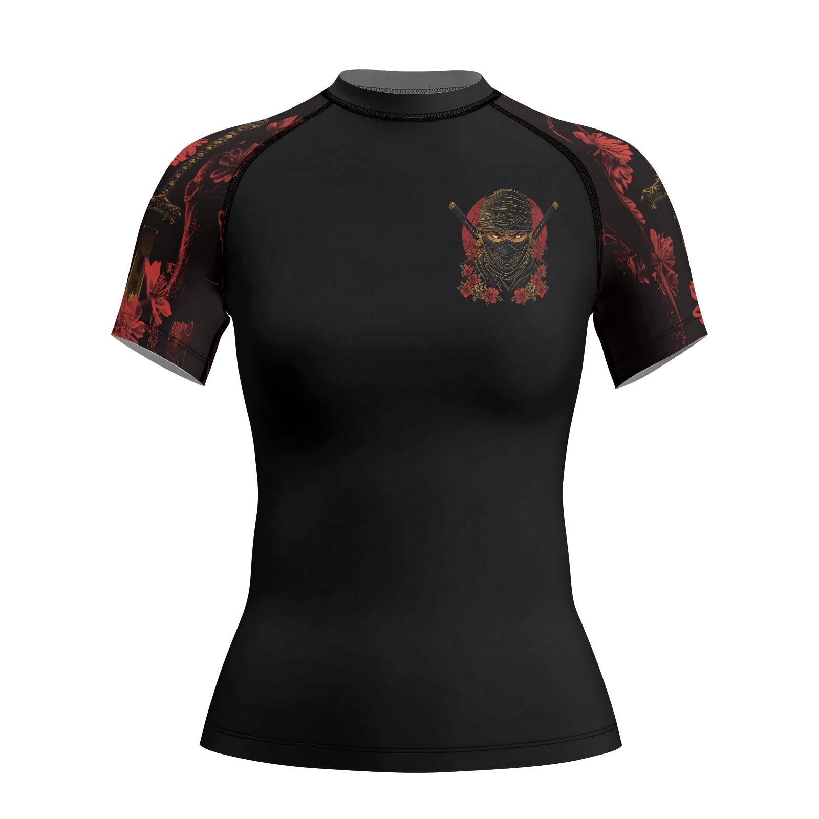 Rashninja Ninja Crimson Blossom Women's Short Sleeve Rash Guard