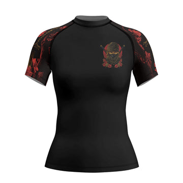 Rashninja Ninja Crimson Blossom Women's Short Sleeve Rash Guard