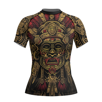 Rashninja Aztec Pyramid Ritual Women's Short Sleeve Rash Guard

