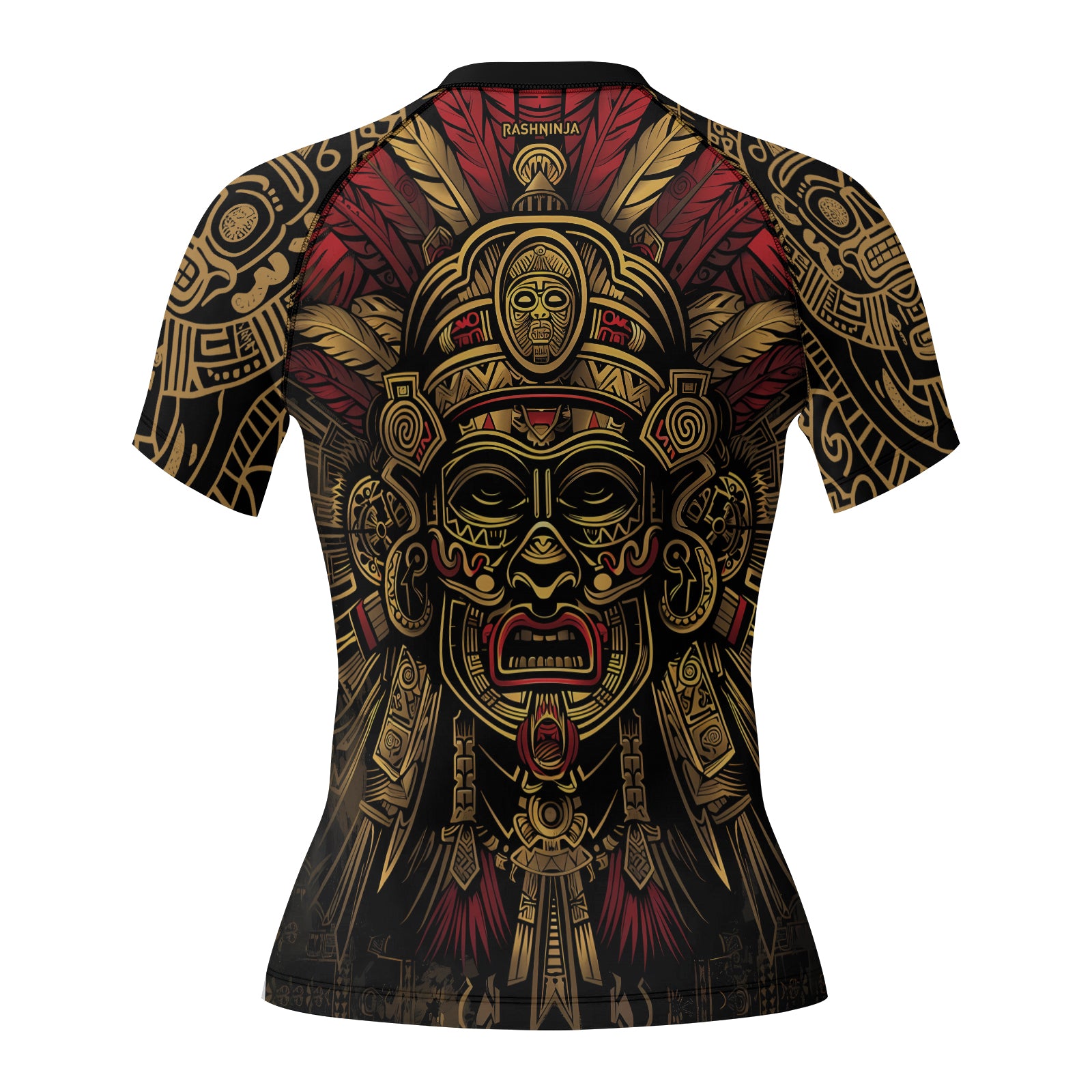Rashninja Aztec Pyramid Ritual Women's Short Sleeve Rash Guard

