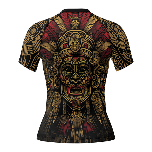 Rashninja Aztec Pyramid Ritual Women's Short Sleeve Rash Guard

