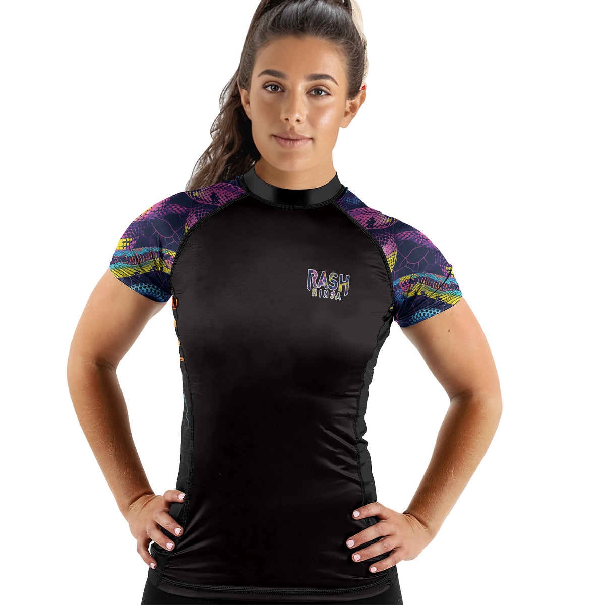 Requin Rash Guard Rashninja Neon Snake Women's Short Sleeve Rash Guard | Rash Guard