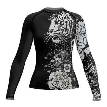 Rashninja Tiger Black White Women's Long Sleeve Rash Guard
