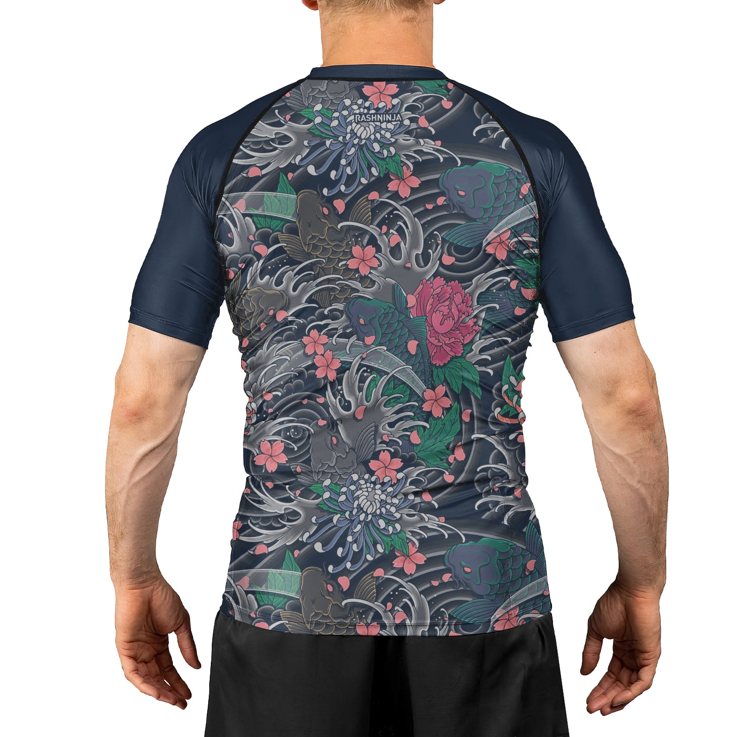 Rashninja Koi Blossom Waves Men's Short Sleeve Rash Guard