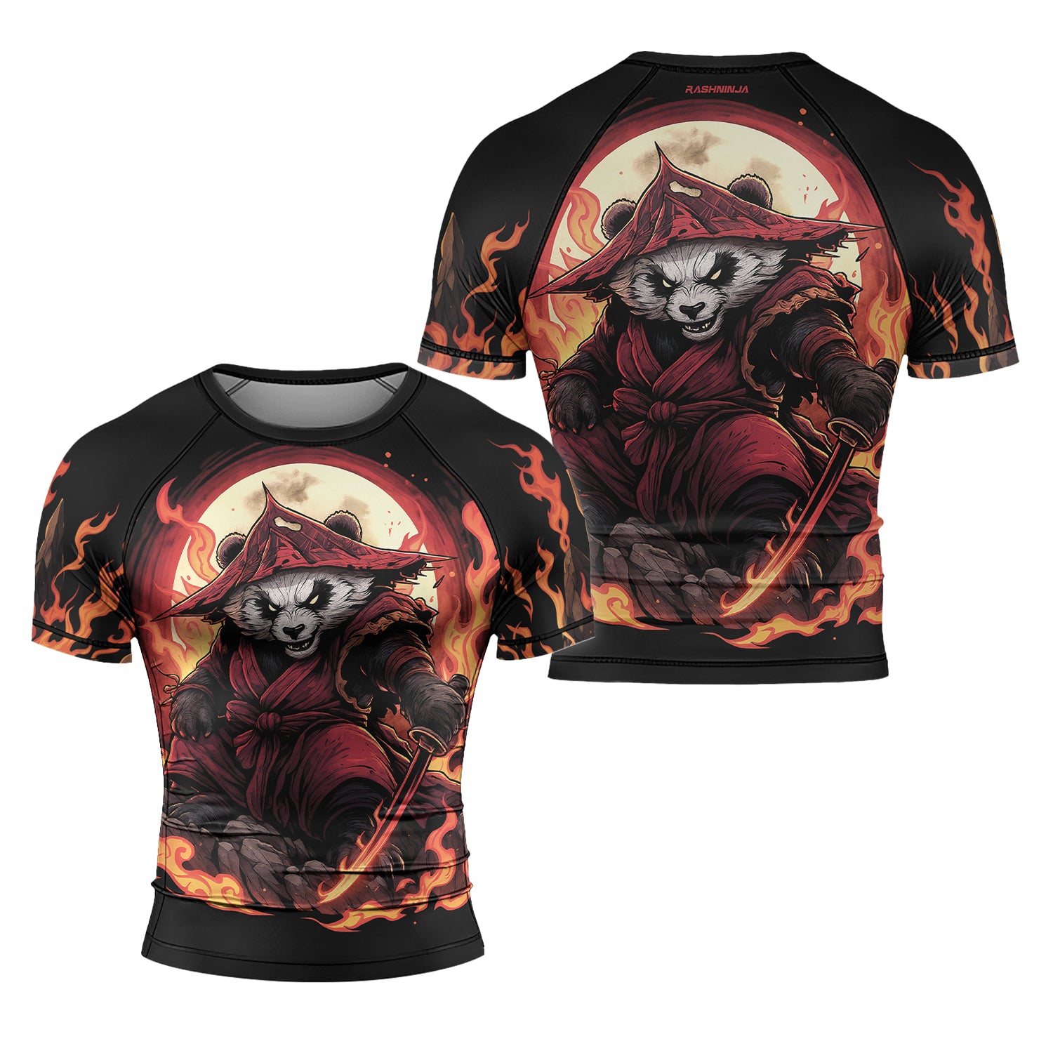Rashninja Panda Samurai Path Men's Short Sleeve Rash Guard
