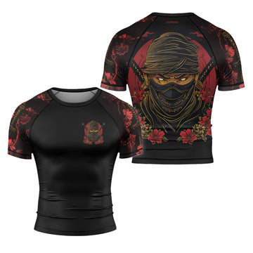 Rashninja Ninja Crimson Blossom Men's Short Sleeve Rash Guard