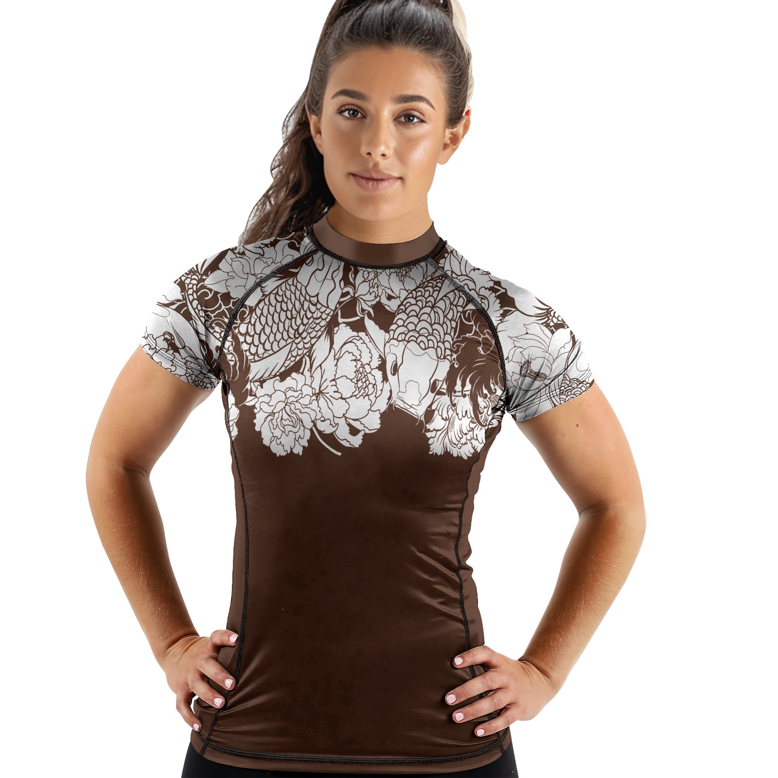 Rashninja Ranked Japanese Koi Fish Women's Short Sleeve Rash Guard