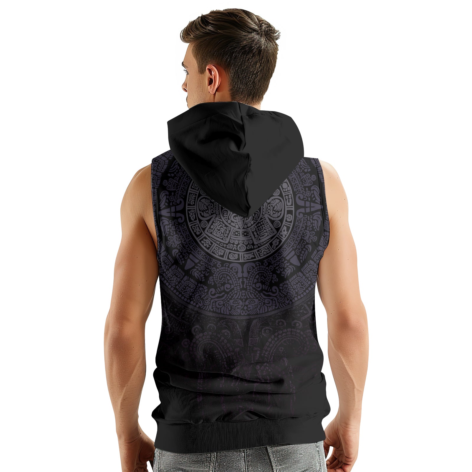 Rashninja Aztec Calendar Sleeveless Gym Hoodie | MMA Sleeveless Hoodie