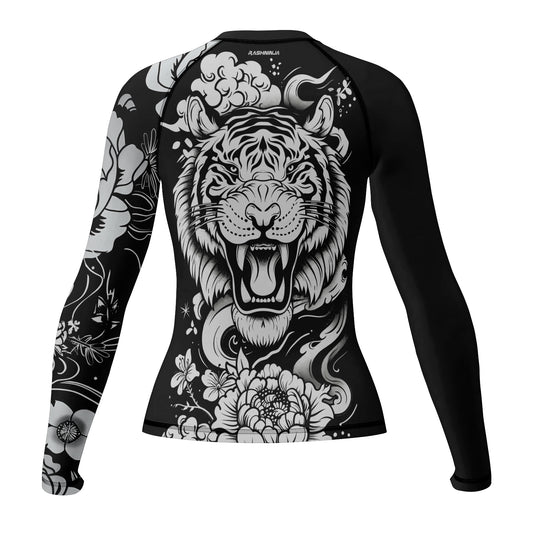 Rashninja Tiger Black White Women's Long Sleeve Rash Guard