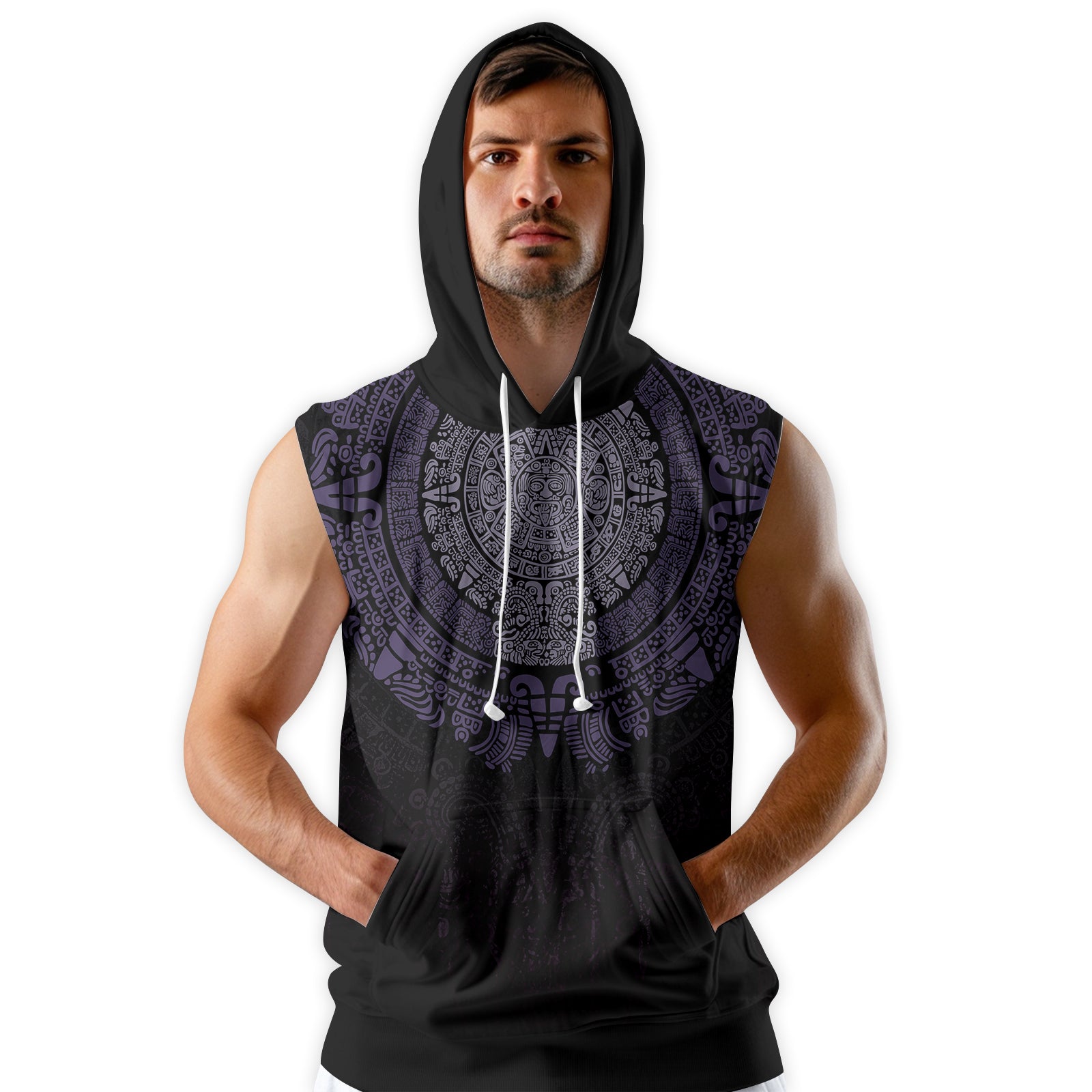 Rashninja Aztec Calendar Sleeveless Gym Hoodie | MMA Sleeveless Hoodie