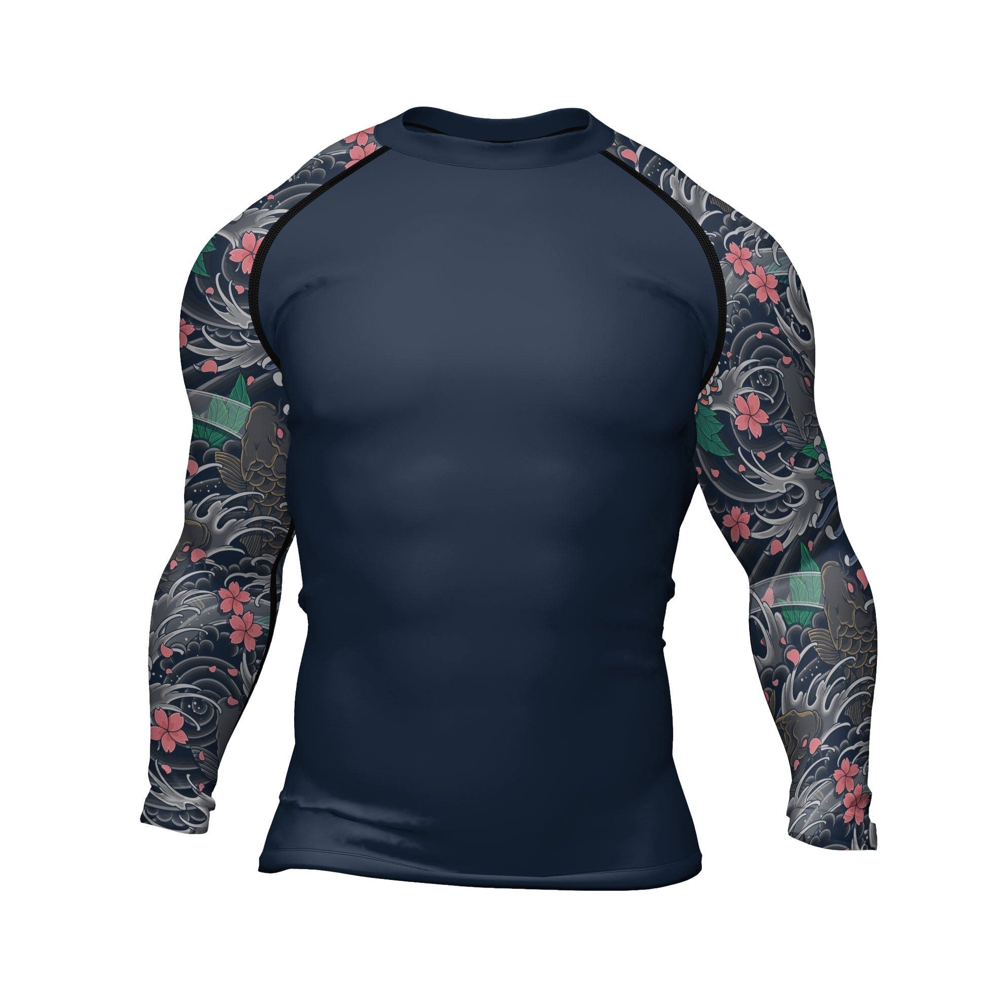 Rashninja Koi Blossom Waves Men's Long Sleeve Rash Guard