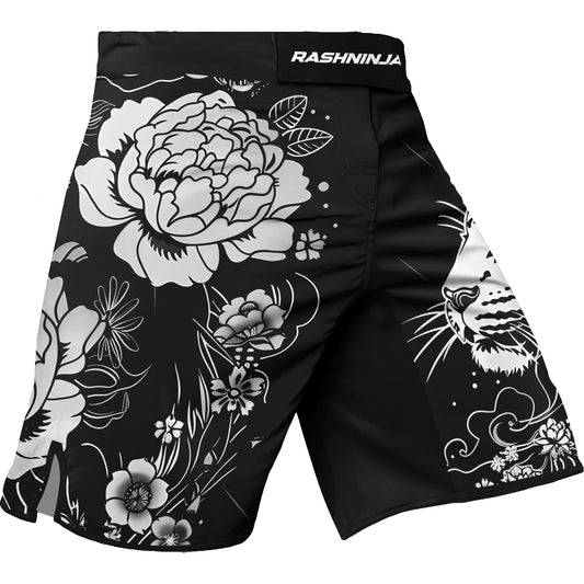 Rashninja Tiger Black White Men's Fight Shorts