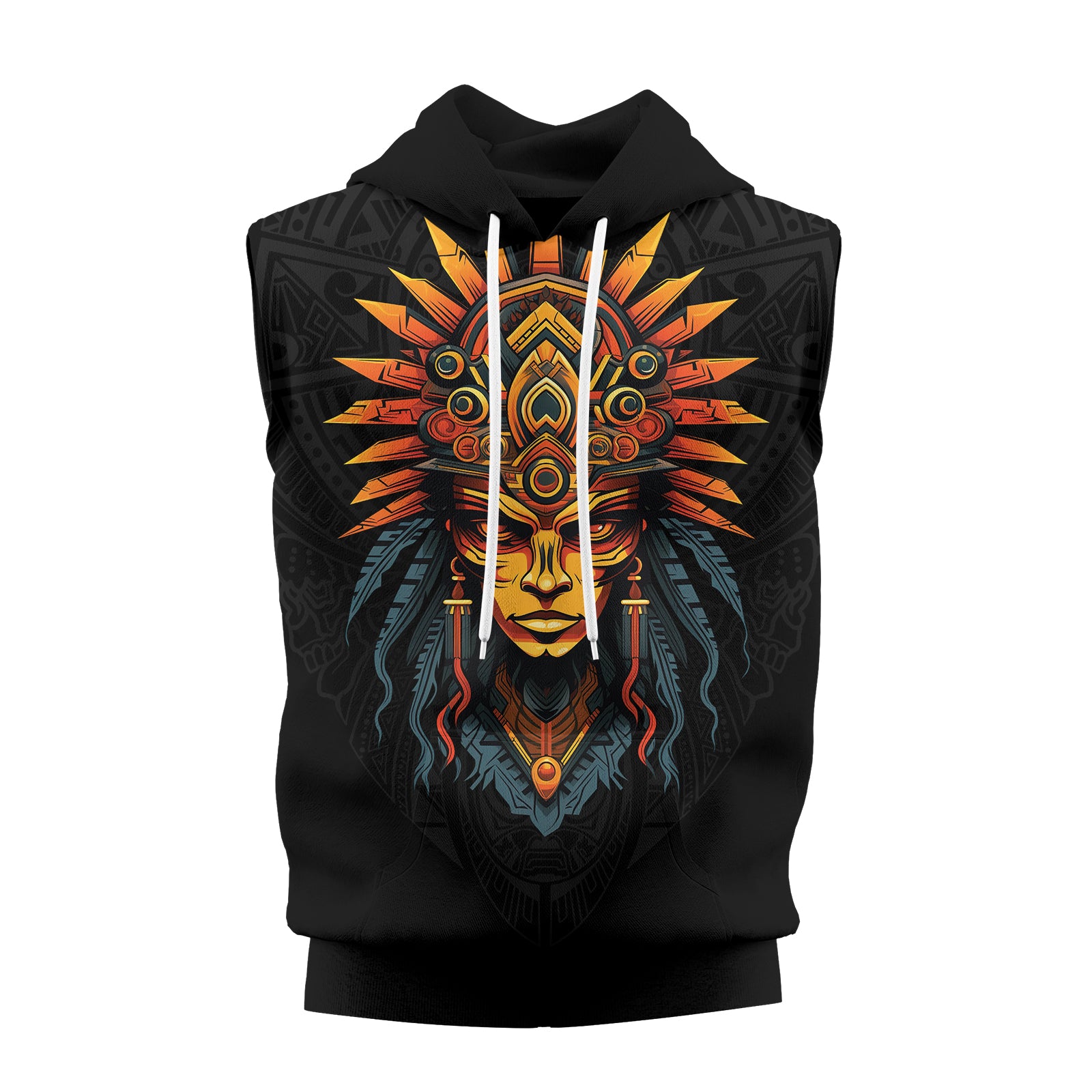 Rashninja Aztec Chieftain Sleeveless Hoodie | MMA Sleeveless Hoodie