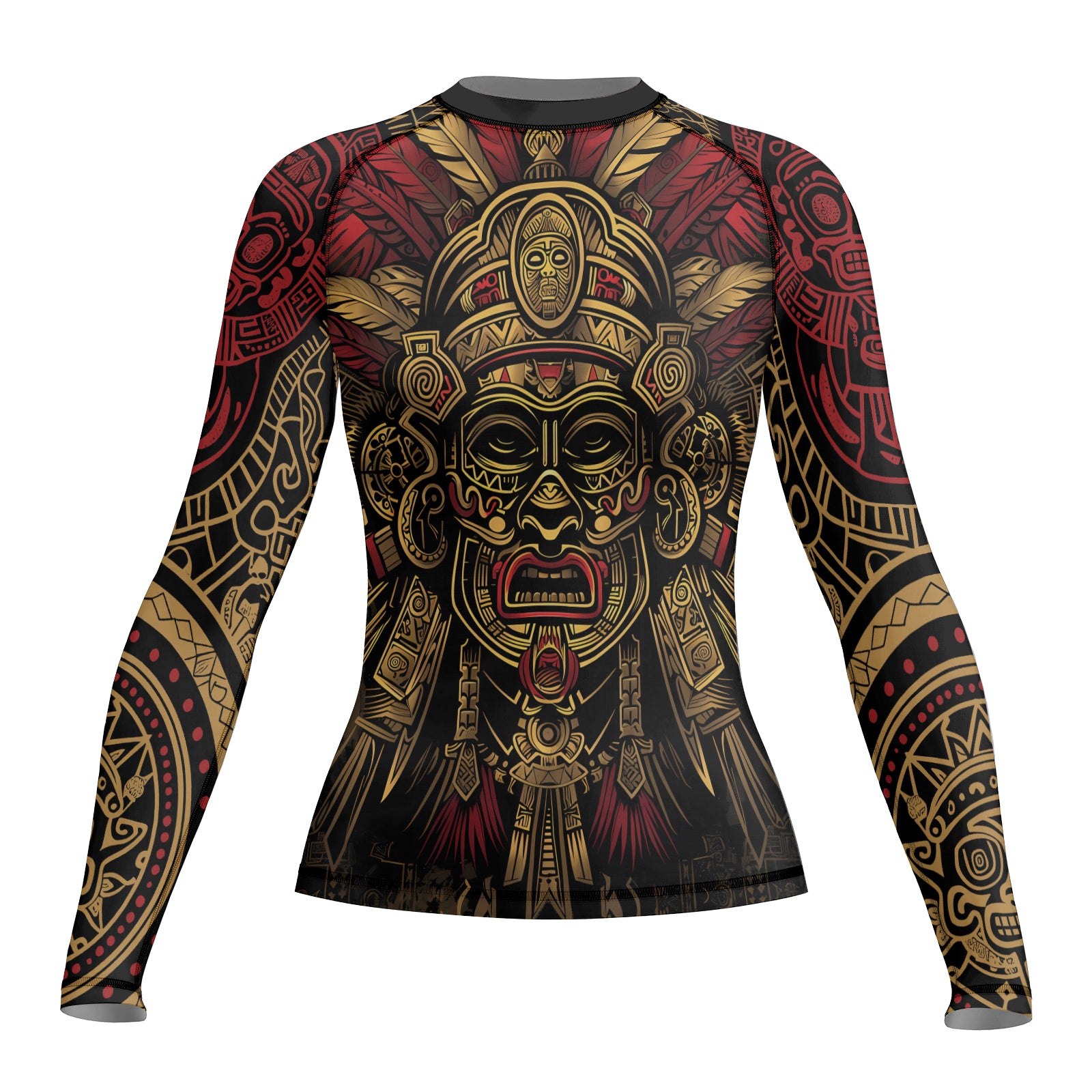 Rashninja Aztec Pyramid Ritual Women's Long Sleeve Rash Guard