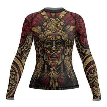 Rashninja Aztec Pyramid Ritual Women's Long Sleeve Rash Guard