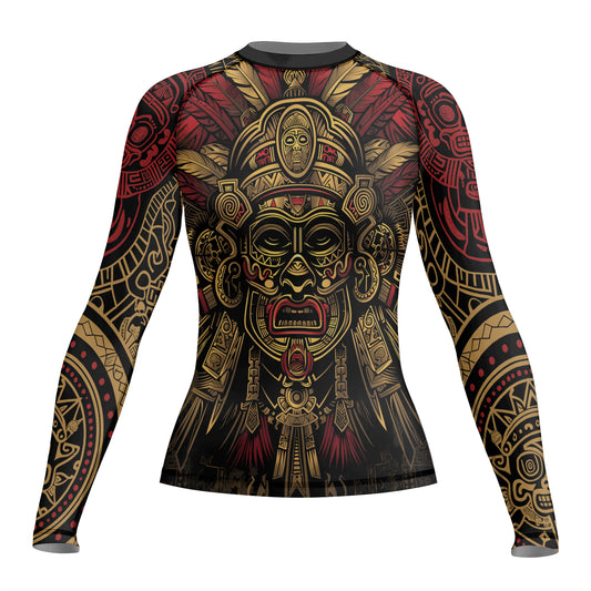 Rashninja Aztec Pyramid Ritual Women's Long Sleeve Rash Guard