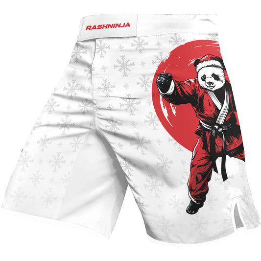 Rashninja White Santa Panda Kung Fu Men's Fight Shorts