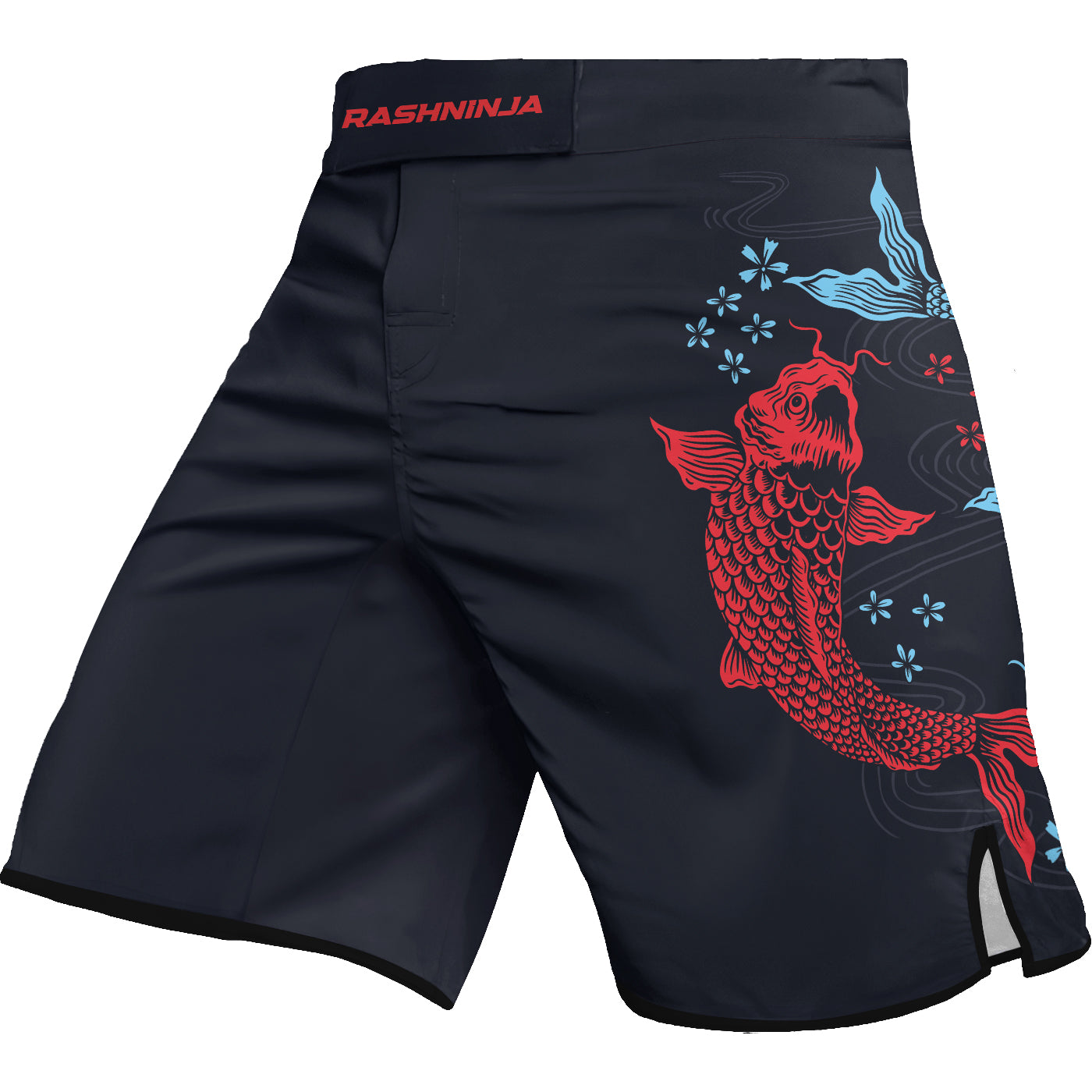 Rashninja Red And Blue Japanese Koi Men's Fight Shorts