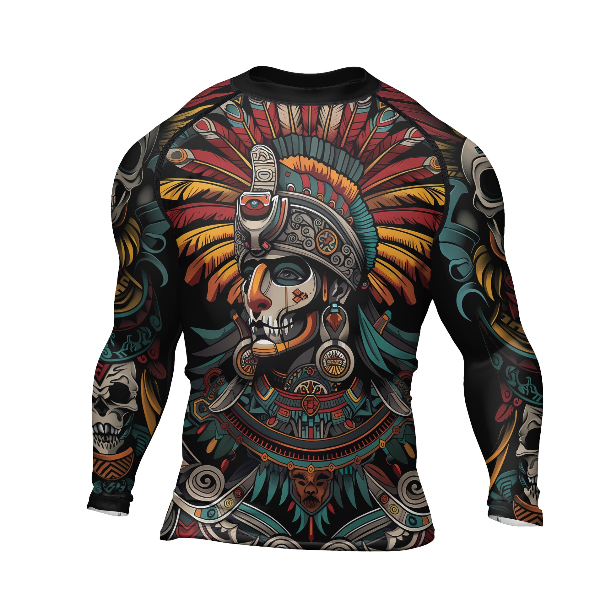 Rashninja Aztec Eagle Crest Men's Long Sleeve Rash Guard

