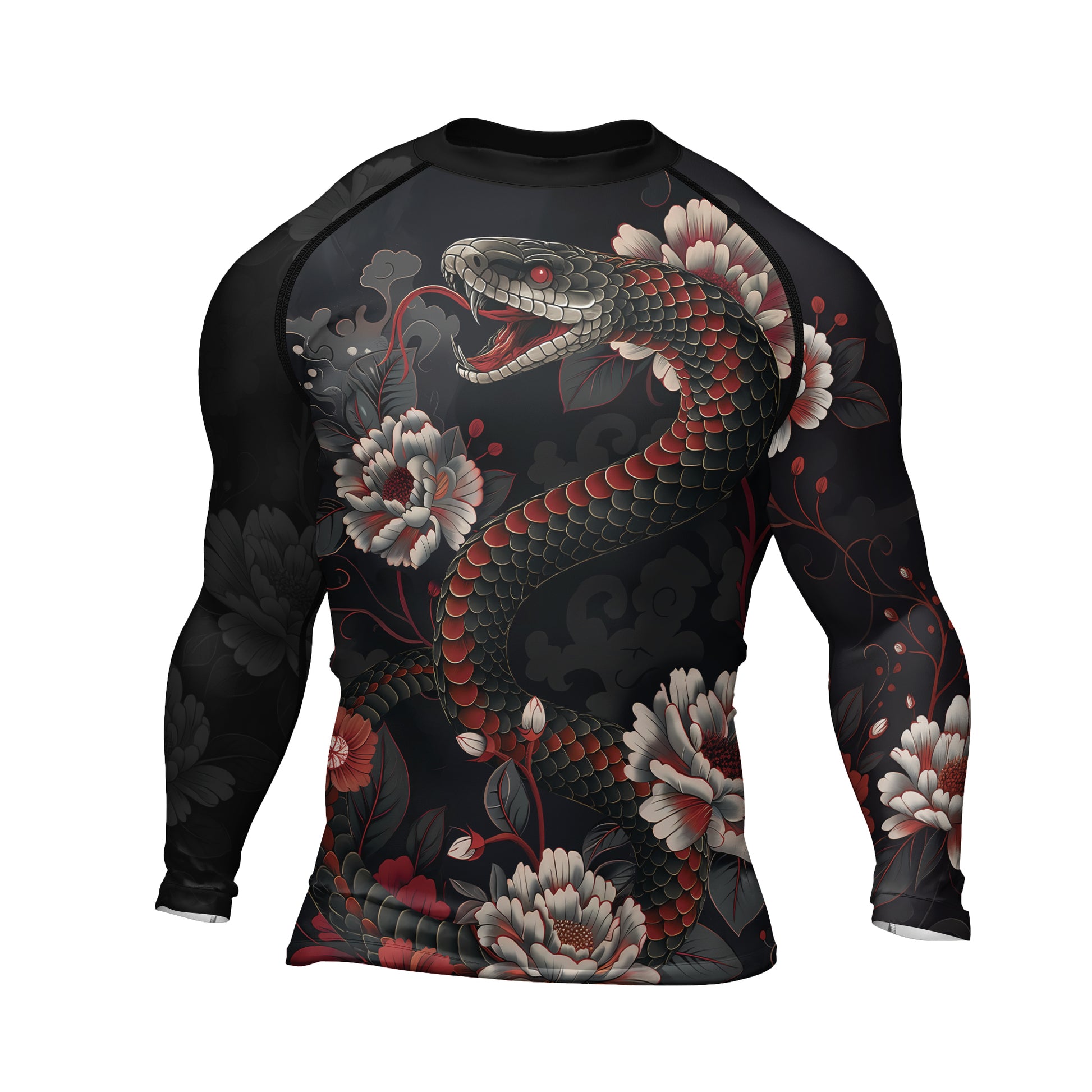 Rashninja Snake Blossom Strike Men's Long Sleeve Rash Guard
