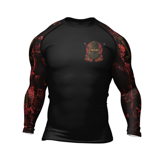 Rashninja Ninja Crimson Blossom Men's Long Sleeve Rash Guard