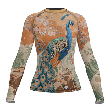 Rashninja Peacock Cherry Blossom Women's Long Sleeve Rash Guard