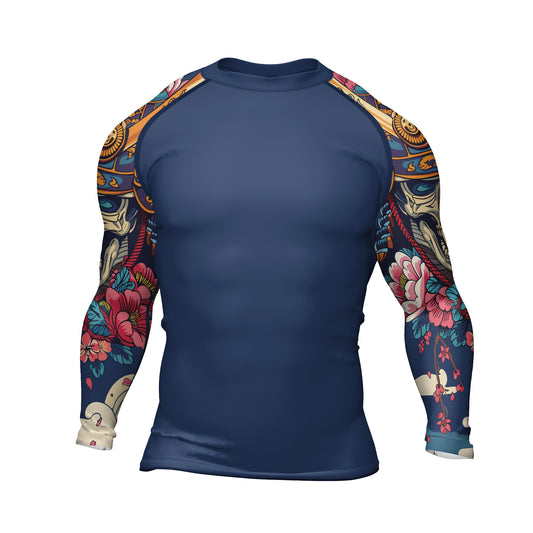 Rashninja Samurai Skull Blossom Men's Long Sleeve Rash Guard