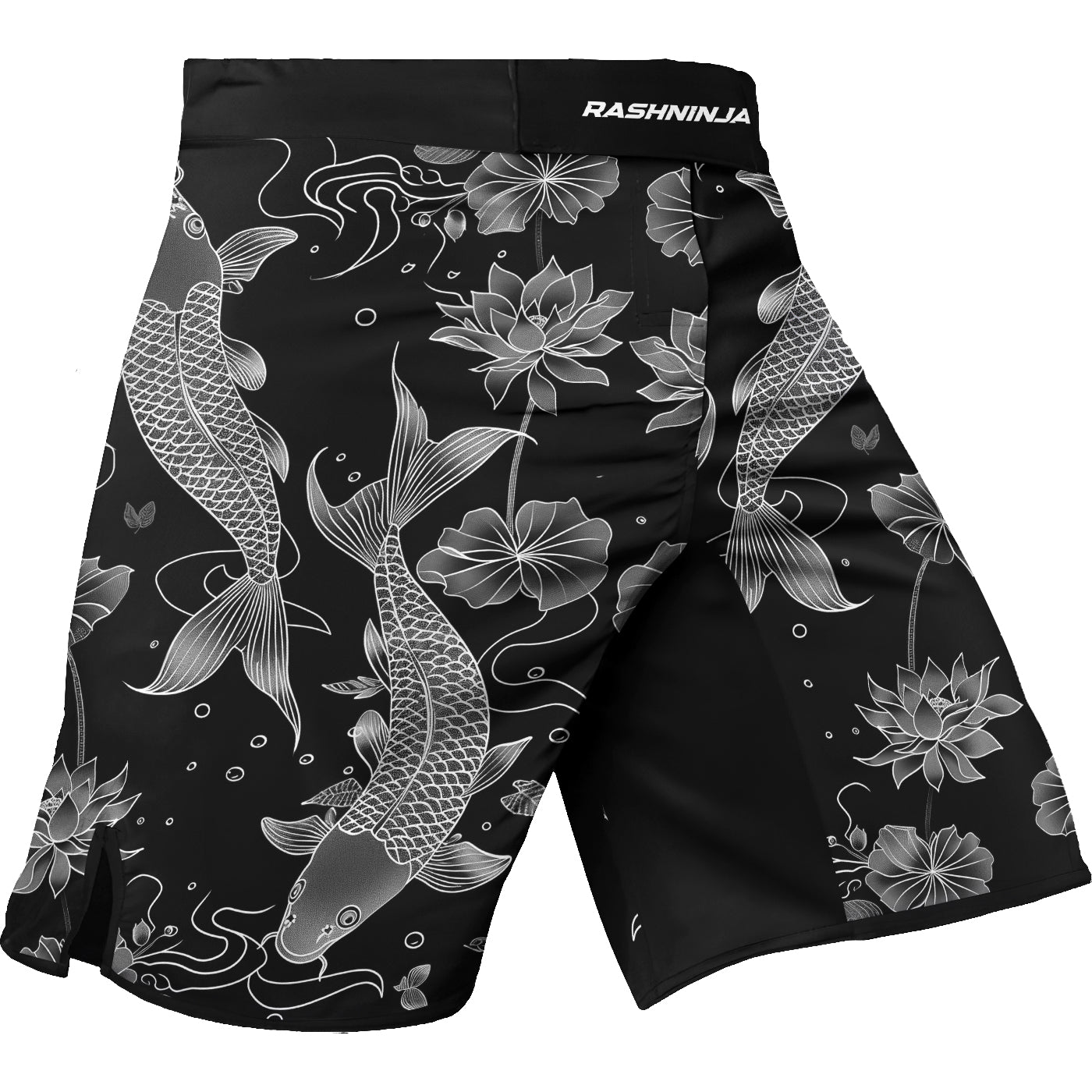 Rashninja Koi Lotus Flow Men's Fight Shorts | Koi Fish MMA Shorts